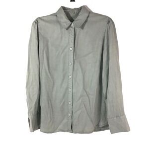 CHICO'S Crisp Green‎ Lyocell Tencel Long Sleeve Button Down Women's Size 1 Shirt